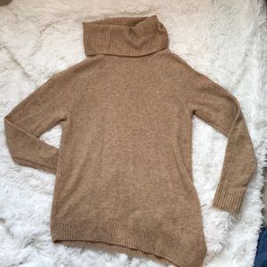 A&F Tan Turtleneck Asymmetrical Sweater